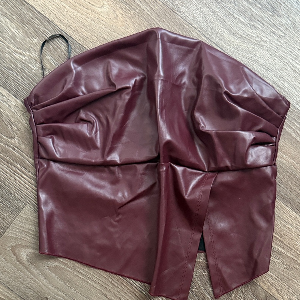 SHEIN Burgundy Faux Leather Top